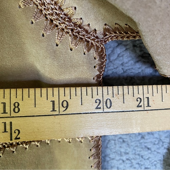 Lisa Intl Vintage Suede Jacket Woman’s L Large Crochet Tan Brown - Picture 4 of 13